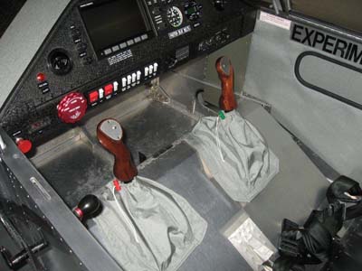 Control Stick Boots in place on Seat Pan - Left View